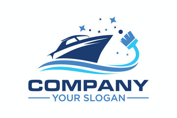 ship and boat detailing concept logo design template