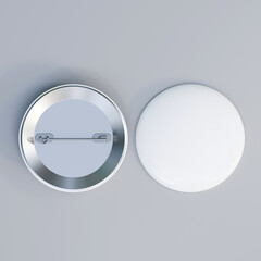 Button badges illustration isolated on gray background, 3D Rendering