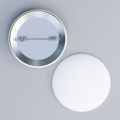 Button badges illustration isolated on gray background, 3D Rendering