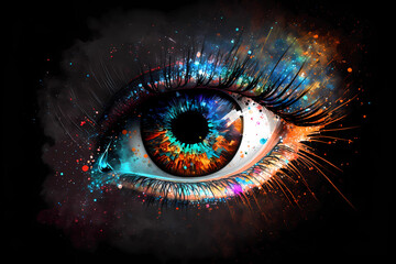 Cosmic eye. Eye of the Almighty. Eye of the universe. AI generation