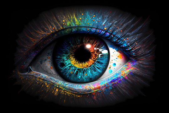 Cosmic eye. Eye of the Almighty. Eye of the universe. AI generation