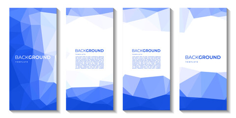 a set of brochure with colorful blue background. lowpoly design. vector illustration.