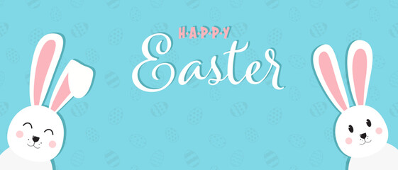 Happy Easter greeting card with egg, rabbit. Easter Bunny. beautiful Easter background, great for Easter Cards, banners, textiles, wallpapers - vector design.