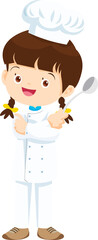 cute Cooking childrens. Little kids making food profession chef character