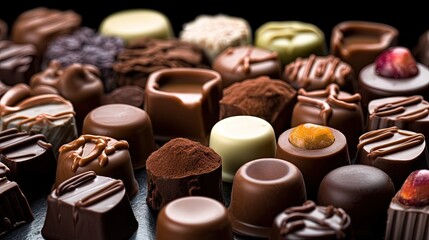 Assorted Chocolate Pralines. Generative AI.