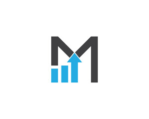 initial Letter M Statistic Graph Chart Stats Logo Concept sign icon symbol Design Element. Marketing, Financial, Accounting, Consulting Logotype. Vector illustration logo template