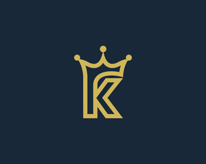 initial Letter K Crown Logo Concept sign icon symbol Design Element. Luxury Alphabet Logotype Monogram. Vector illustration logo template
