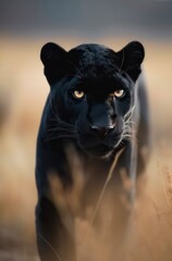 Portrait of a beautiful black panther. Generative AI.