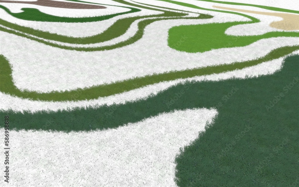 Poster 3d illustration of modern landscape architecture. background computer rendering of landscape design.
