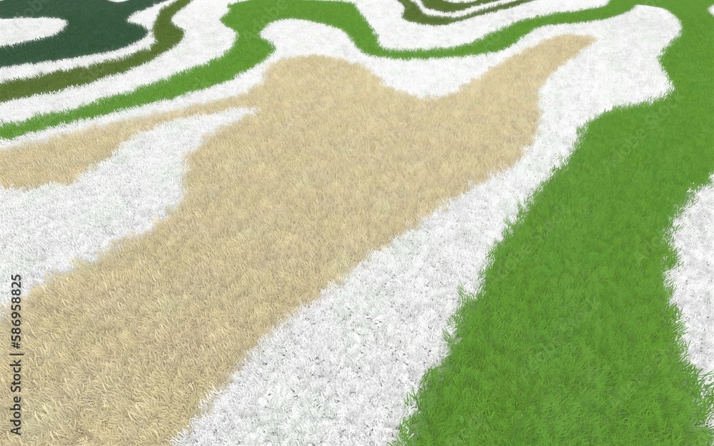 Fototapete 3d illustration of modern landscape architecture. background computer rendering of landscape design.