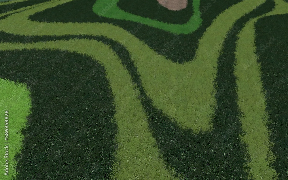 Poster 3d illustration of modern landscape architecture. background computer rendering of landscape design.