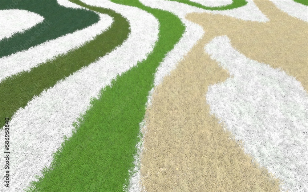 Poster 3d illustration of modern landscape architecture. background computer rendering of landscape design.