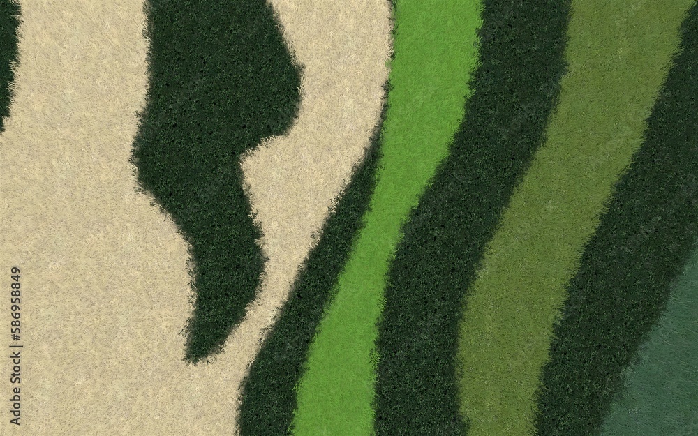 Fototapete 3d illustration of modern landscape architecture. background computer rendering of landscape design.