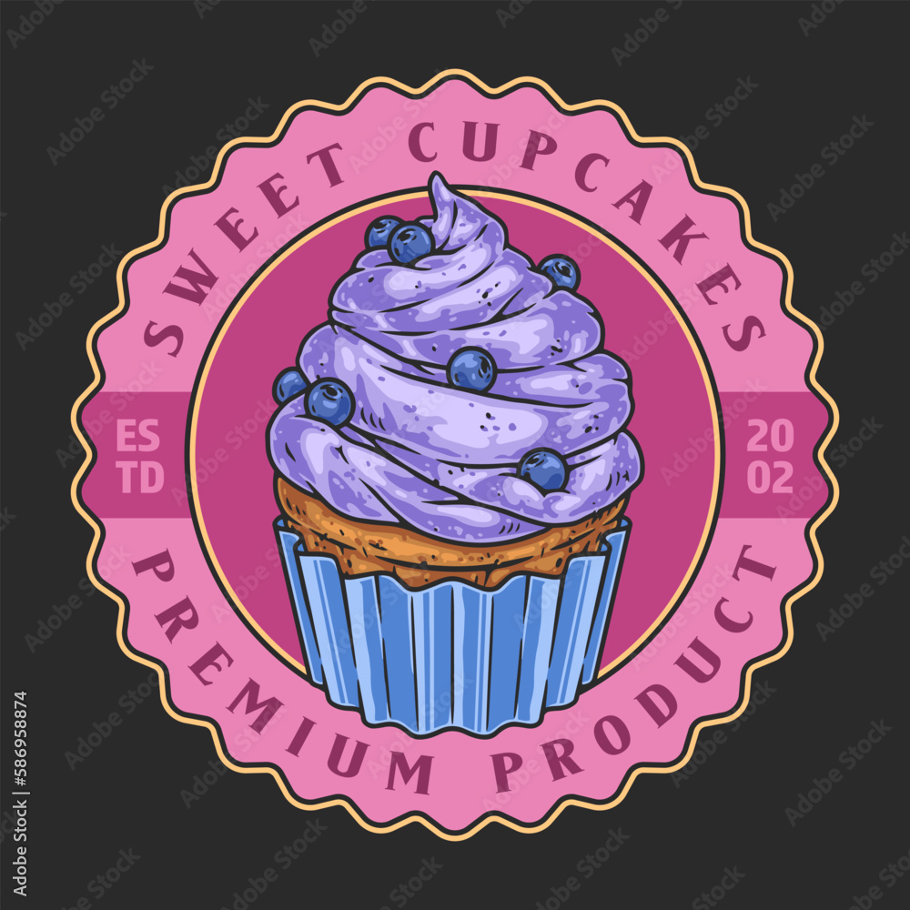 Sticker Sweet cupcake vintage colorful sticker