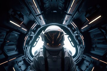 Astronaut in the cockpit of a spaceship, made with generated ai