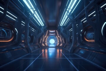 Interior of a spaceship or futuristic scene made with generated ai