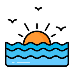 Beautifully designed vector of sunset in trendy style, premium icon