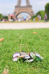 Garbage near the Eiffel Tower