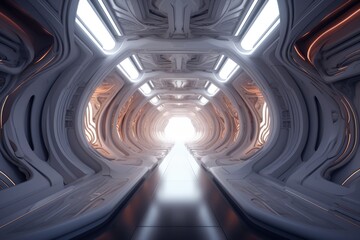 Obraz premium scifi interior corridoor and rrom, made with generative ai