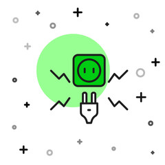 Filled outline Connecting electric plug with electricity spark icon isolated on white background. Vector