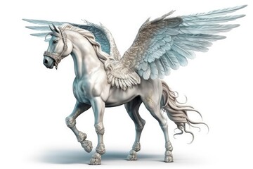 Fototapeta na wymiar majestic white horse with wings on its back. Generative AI