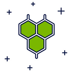 Fototapeta premium Filled outline Chemical formula icon isolated on white background. Abstract hexagon for innovation medicine, health, research and science. Vector