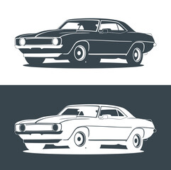 illustration of a car, car vector illustration, retro vintage car art  logo design template vector