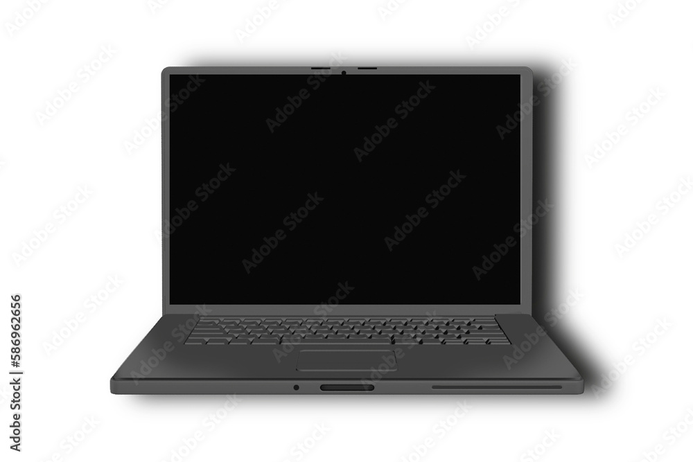 Poster laptop frame less blank screen. realistic laptop mockup generic device. 3d rendering.