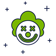 Filled outline Clown head icon isolated on white background. Vector