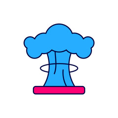 Filled outline Nuclear explosion icon isolated on white background. Atomic bomb. Symbol of nuclear war, end of world. Vector