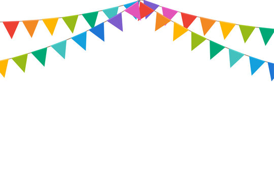 Carnival garland with colorful flags isolated on white background. festival decoration concept.