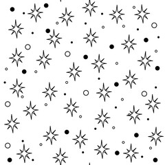 Seamless pattern with stars in hand drawn style. Doodle. Vector illustration. Isolated. White background