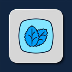 Filled outline Tobacco leaf icon isolated on blue background. Tobacco leaves. Vector