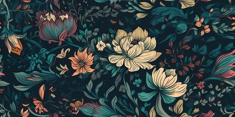 Badkamer foto achterwand illustration of a seamless floral pattern with spring flowers. Lovely floral beautiful background in sweet colors generative AI © MrNobody