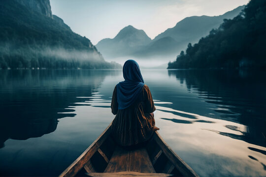 woman on the boat, generative ai
