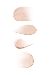 Set of texture smears of foundation cream isolated. PNG