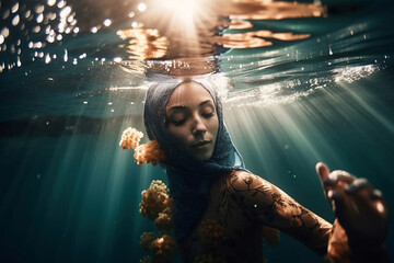 Muslim women like swimming or diving, generative ai