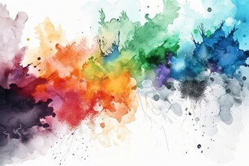 Colorful abstract watercolor and ink background copy space borders textures splash backdrop generative ai
