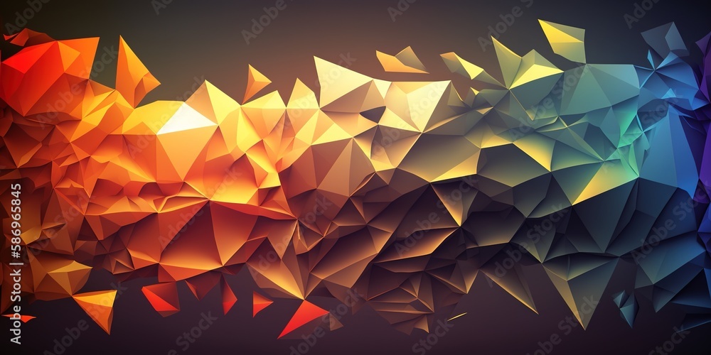 Poster of a low-poly, abstract backdrop for online chat generative ai