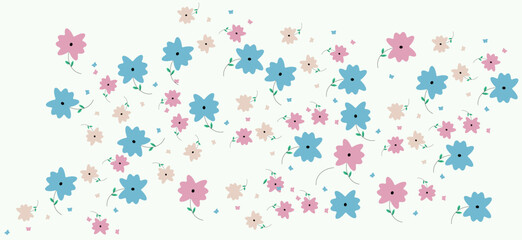 Seamless childish pattern with fairy flowers. Creative kids city texture for fabric, wrapping, textile, wallpaper, apparel. Seamless pattern with creative decorative flowers