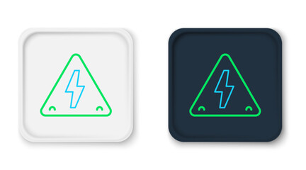 Line High voltage sign icon isolated on white background. Danger symbol. Arrow in triangle. Warning icon. Colorful outline concept. Vector