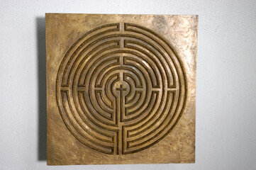 Labyrinthdarstellung in der Kirche St. Luzius, Chur, Schweiz