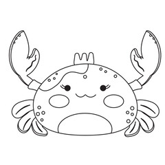 cartoon crab crown line art coloring picture illustration