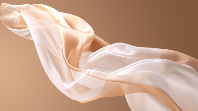 Abstract background of a semitransparent silk fabric of white color. Generative AI