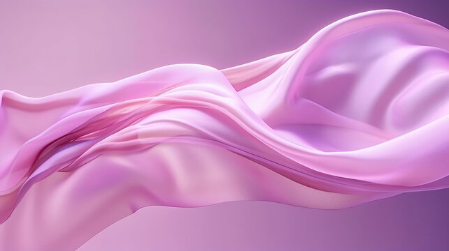 Abstract background of a semitransparent silk fabric of lilac color. Generative AI