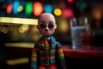 Obraz premium Fictional Gay Men - Plastic Dolls, Having fun at a colourful Gay Bar, Generative AI Illustration