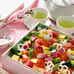 お花見　海鮮ちらし寿司　ばらちらし寿司　花ちらし寿司