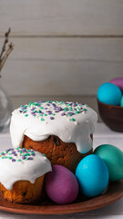 Easter cakes, eggs and willow