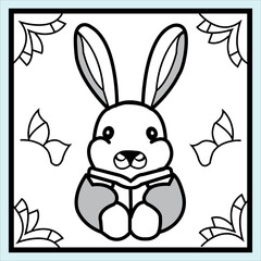 Obraz premium A cute rabbit is sitting Styles Drawing for color books 