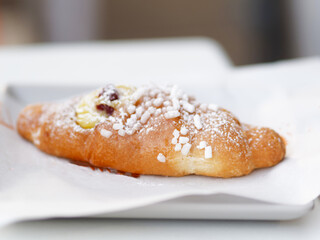 Fresh baked croissant in a bar